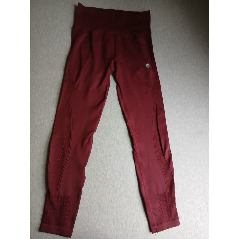 Zero Foxtrot Leggings XL Seamless Stretch Yoga Burgundy Compression Booty Lift